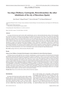 Sea Slugs (Mollusca, Gastropoda, Heterobranchia): the Other Inhabitants of the City of Barcelona (Spain)