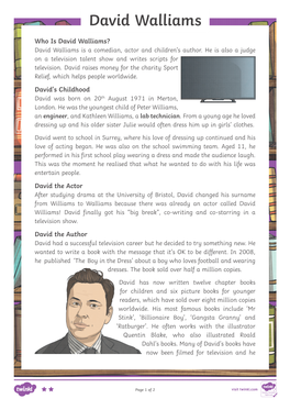 David Walliams Biography- Text