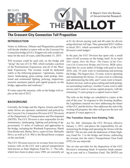 On the Ballot: the Crescent City Connection Toll Proposition