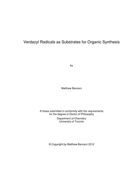 Verdazyl Radicals As Substrates for Organic Synthesis