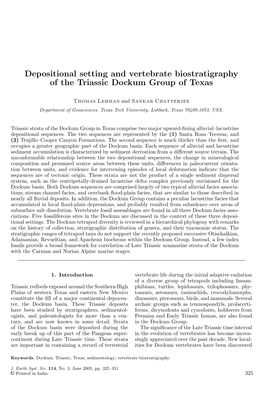 Depositional Setting and Vertebrate Biostratigraphy of the Triassic Dockum Group of Texas