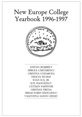New Europe College Yearbook 1996-1997