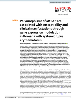 Polymorphisms of MFGE8 Are Associated with Susceptibility and Clinical Manifestations Through Gene Expression Modulation in Kore