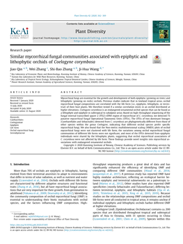 Similar Mycorrhizal Fungal Communities Associated with Epiphytic and Lithophytic Orchids of Coelogyne Corymbosa