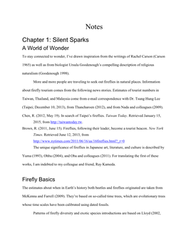 Chapter 1: Silent Sparks a World of Wonder to Stay Connected to Wonder, I’Ve Drawn Inspiration from the Writings of Rachel Carson (Carson