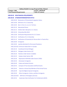 Chapter 2400 of the Indiana Health Coverage Program Policy Manual