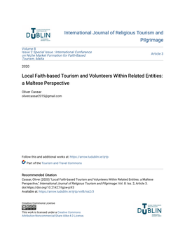 Local Faith-Based Tourism and Volunteers Within Related Entities: a Maltese Perspective