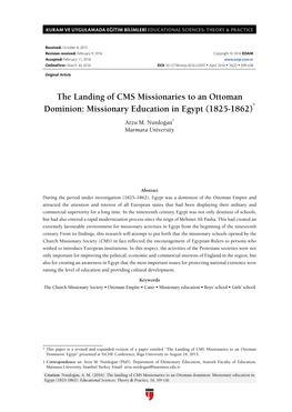 Missionary Education in Egypt (1825-1862)*