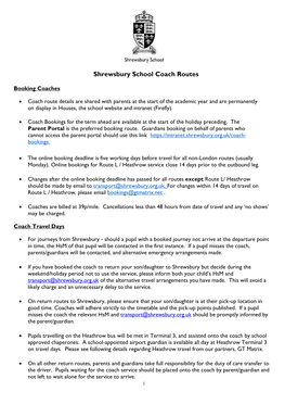 Shrewsbury School Coach Routes