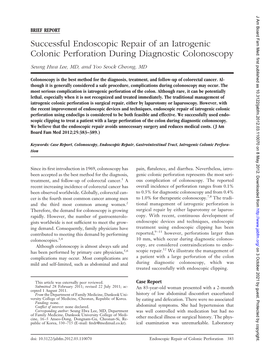 Successful Endoscopic Repair of an Iatrogenic Colonic Perforation During Diagnostic Colonoscopy