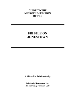 Fbi File on Jonestown