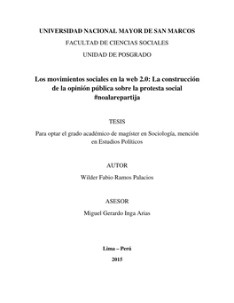 Los Movimientos Sociales En La Web 2.0: La Construcción De La Opinión Pública Sobre La Protesta Social #Noalarepartija