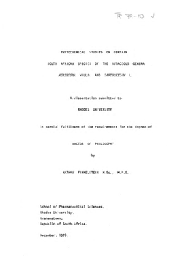 Phytochemical Studies on Certain South African
