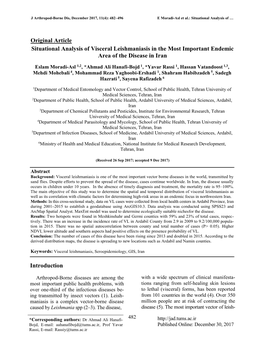 Original Article Situational Analysis of Visceral Leishmaniasis in the Most Important Endemic Area of the Disease in Iran