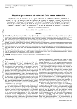 Physical Parameters of Selected Gaia Mass Asteroids