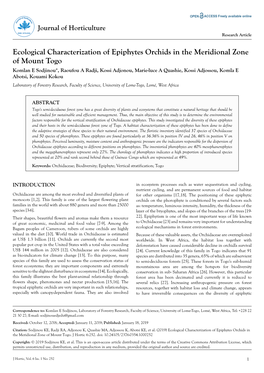 Ecological Characterization of Epiphytes Orchids in the Meridional