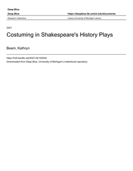 Costuming in Shakespeare's History Plays