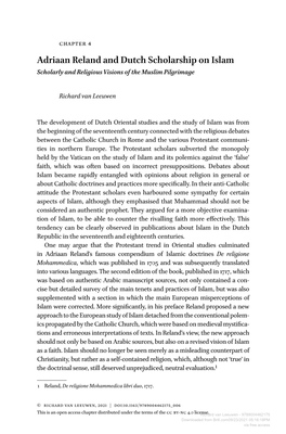 Adriaan Reland and Dutch Scholarship on Islam Scholarly and Religious Visions of the Muslim Pilgrimage
