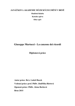 Giuseppe Martucci - La Canzone Dei Ricordi
