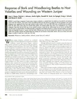 Response of Bark and Woodboring Beetles to Host Volatiles and Wounding on Western Juniper