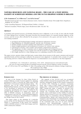 Natural Resources and National Roads – the Case of a State Mining Facility of Scheduled Mineral and the N9/N10 Highway Scheme in Ireland