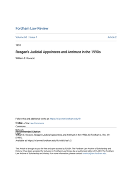 Reagan's Judicial Appointees and Antitrust in the 1990S