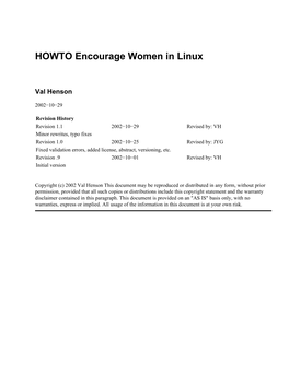 HOWTO Encourage Women in Linux