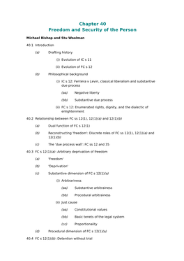 Chapter 40 Freedom and Security of the Person