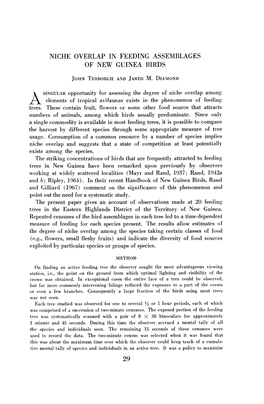 Niche Overlap in Feeding Assemblages of New Guinea Birds