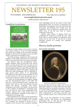 NEWSLETTER 195 NOVEMBER– DECEMBER 2012 Price 40P, Free to Members