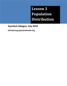Population Distribution Introduction: Population Size
