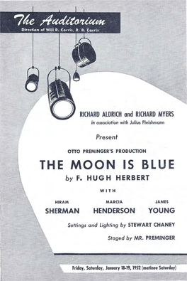 The Moon Is Blue Program at the Auditorium Theatre, Rochester, NY