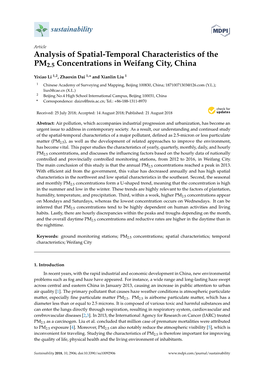 Analysis of Spatial-Temporal Characteristics of the PM2.5 Concentrations in Weifang City, China