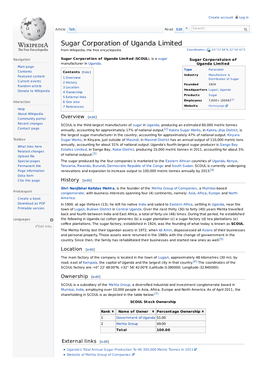 Sugar Corporation of Uganda Limited from Wikipedia, the Free Encyclopedia Coordinates: 00°22′48″N 32°56′42″E