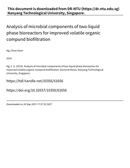 Analysis of Microbial Components of Two‑Liquid Phase Bioreactors for Improved Volatile Organic Compund Biofiltration