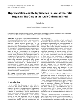 Representation and De-Legitimation in Semi-Democratic Regimes: the Case of the Arab Citizens in Israel