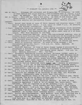 EINBLATT For.January 1990 ** DEC 30 (Sat): Minneapa 249 Collation and Stipple-Apa 79 Collation. at Home of Dean Gahlon and La