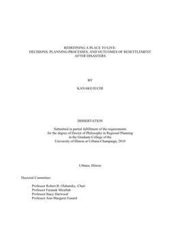 Decisions, Planning Processes, and Outcomes of Resettlement After Disasters