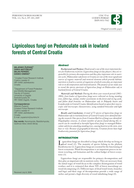 Lignicolous Fungi on Pedunculate Oak in Lowland Forests of Central Croatia