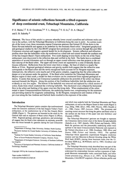 Significance of Seismic Reflections Beneath a Tilted Exposure of Deep