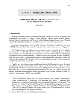 Chapter 3: Hydraulic Engineering Earthquake Damage to Hydraulic Structures