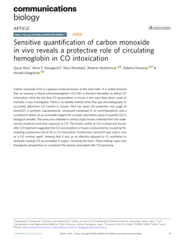 Sensitive Quantification of Carbon Monoxide in Vivo Reveals A