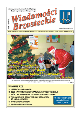 WIADOMOŚCI BRZOSTECKIE Szanuj Przeszłość, Przyszłość Oddaj Bogu Uczciwie Pracuj Na Rodzinnym Progu Wiadomości