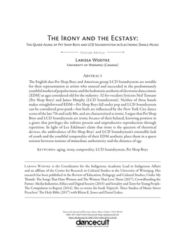 The Irony and the Ecstasy: the Queer Aging of Pet Shop Boys and LCD Soundsystem in Electronic Dance Music