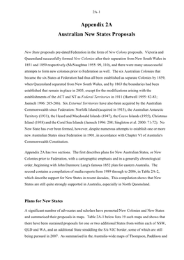 Appendix 2A Australian New States Proposals