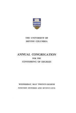 Annual Congregation for the Conferring of Degrees