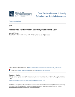 Accelerated Formation of Customary International Law