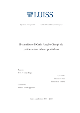 Il Contributo Di Carlo Azeglio Ciampi Alla Politica Estera Ed Europea Italiana