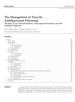 The Management of Tricyclic Antidepressant Poisoning