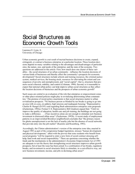Social Structures As Economic Growth Tools